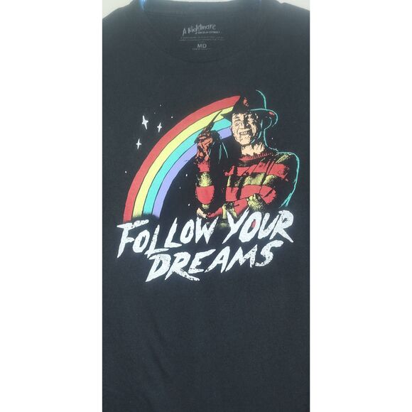 Freddy Krueger Follow Your Dreams long Sleeve T-Shirt Medium Black Nightmare Elm - Picture 1 of 6